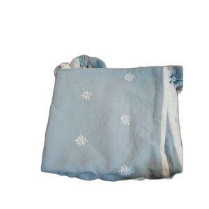 Serena & Lily Linen Blend King Pillow Shams w/ Tassels Blue White (Pair)